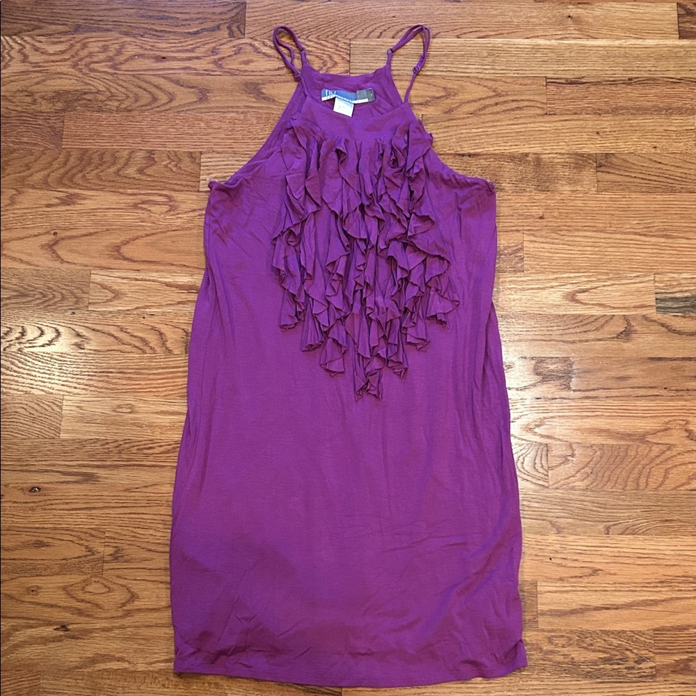 Purple Sleeveless Ruffle Dress